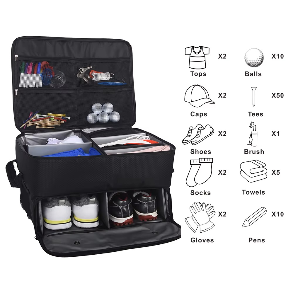 Car Accessories For Road Trip - Organizer Bagasi Golf Oxford dengan Kompartemen