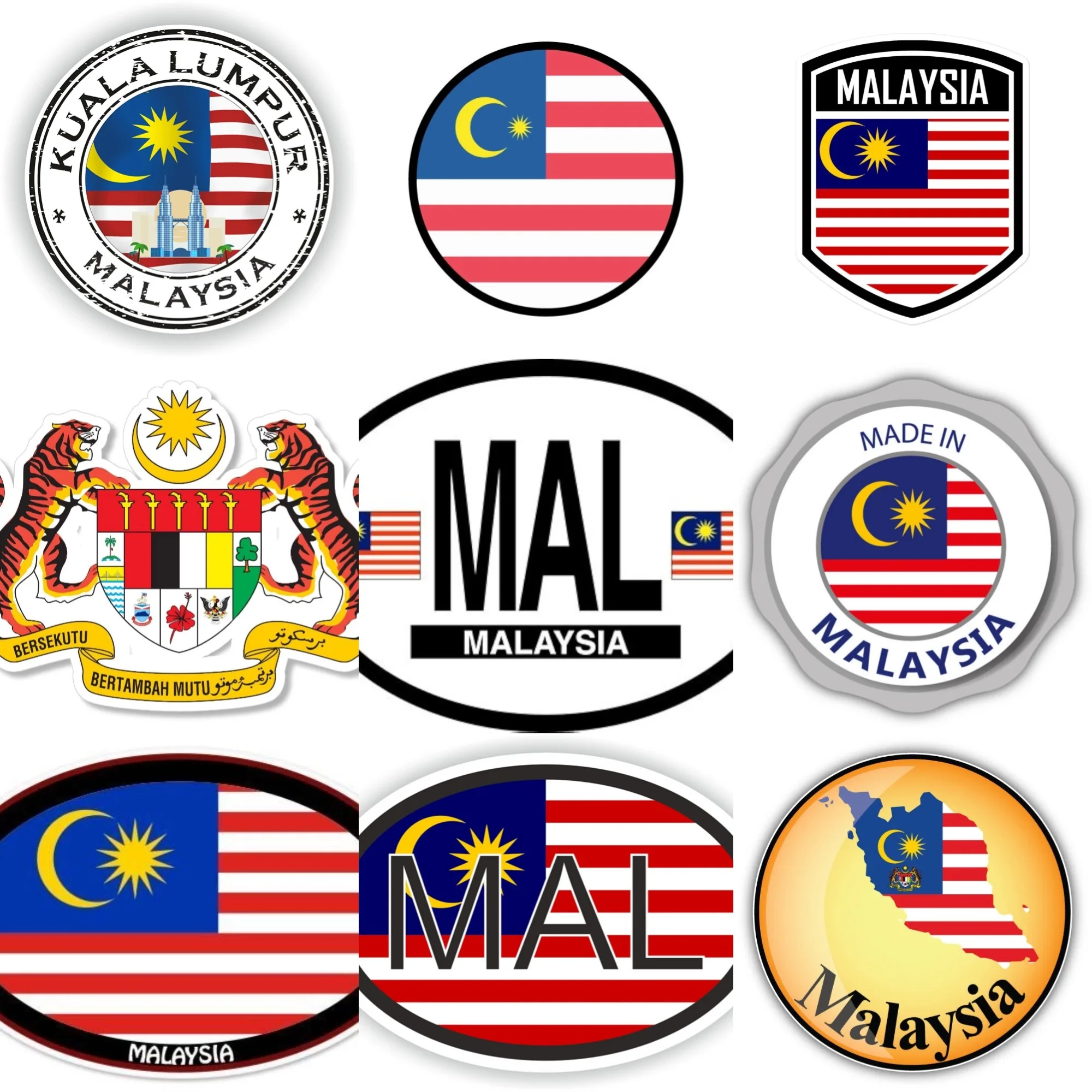 Car Accessories Malaysia - Stiker PVC Kreatif Lambang Bendera MAL