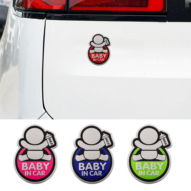 Car Accessories For Baby - Stiker Mobil Peringatan Logam Aluminium 3D