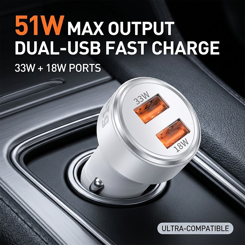 Car Accessories Qc - Pengisi Daya Mobil USB Dual Port