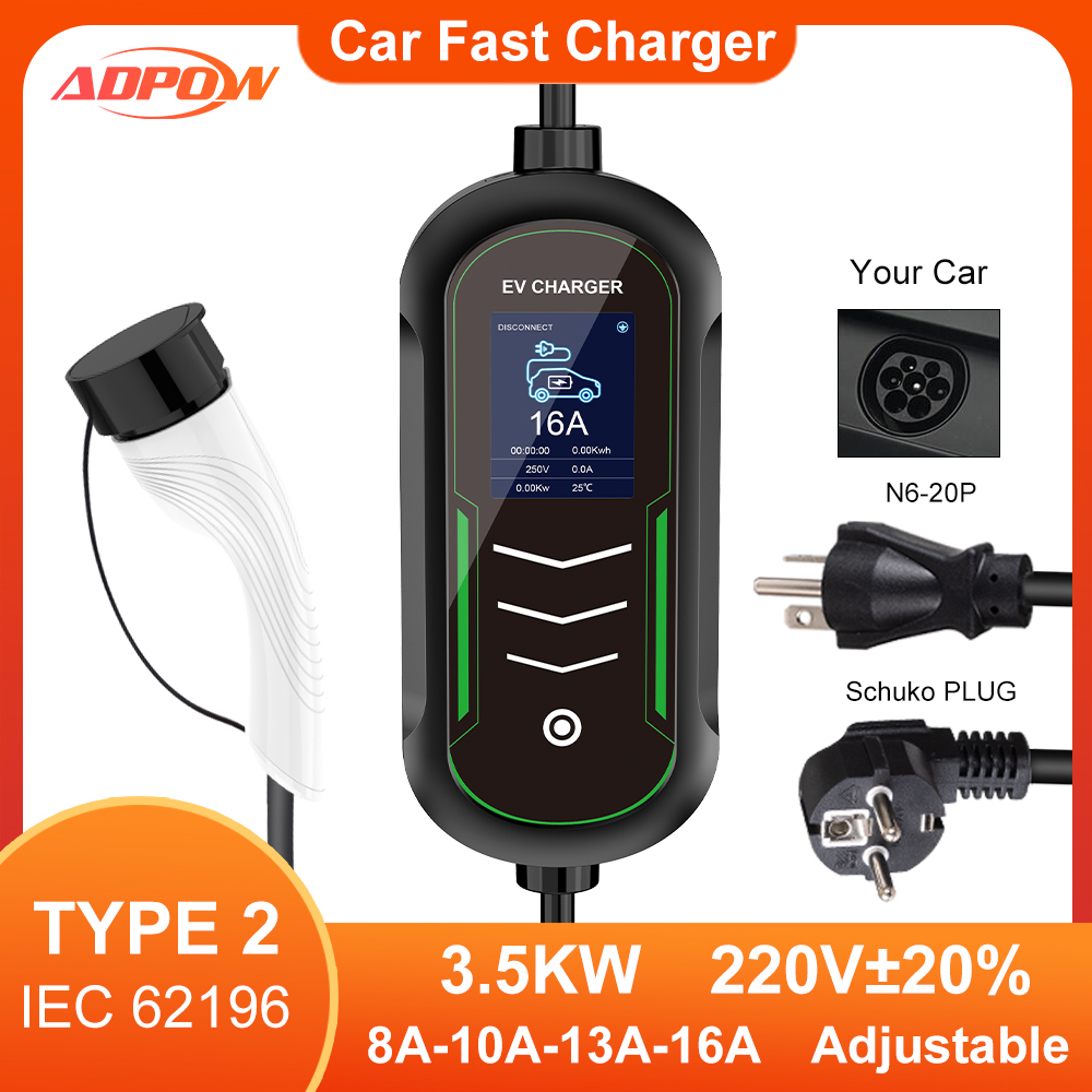 Car Accessories Uk - ADPOWEV 16A EV Pengisi Daya Tipe