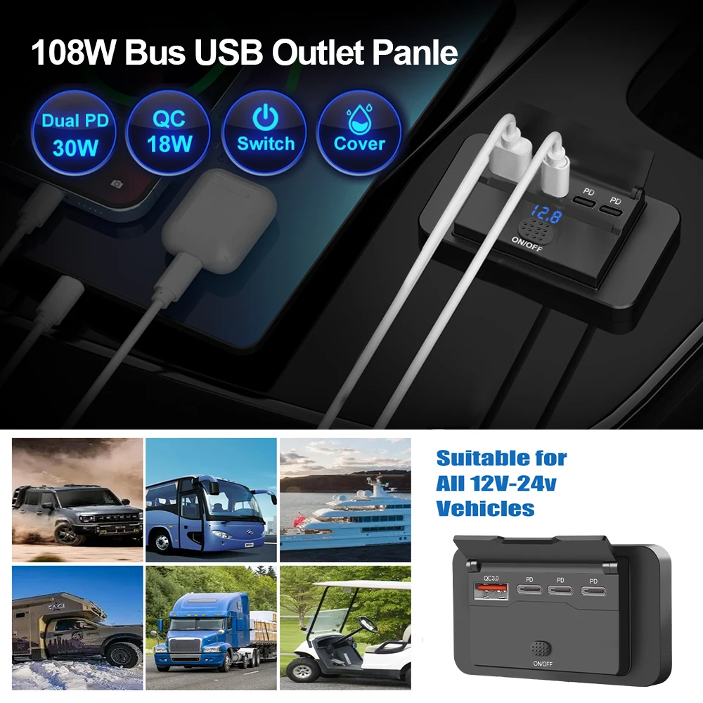 Tiga Pengisi Daya Mobil USB PD - Car Accessories Qc ulasan dan harga